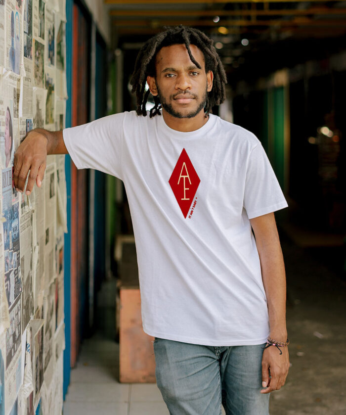 Round Neck Tee  - White/Red